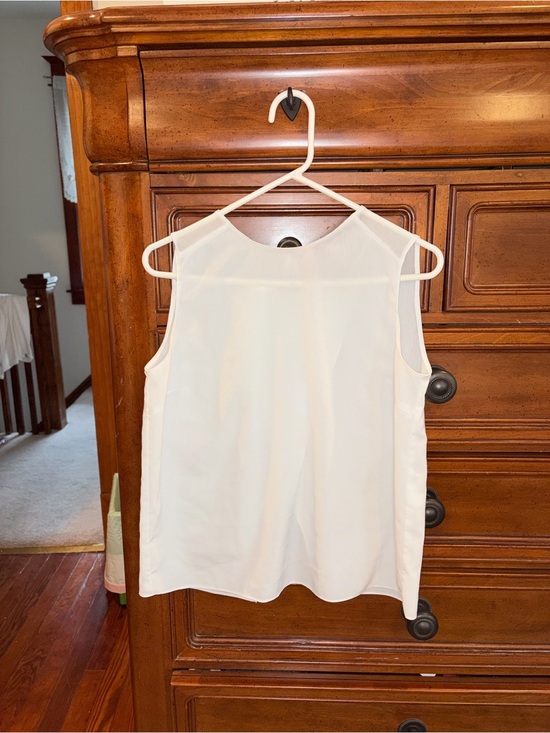 Zara Tops - Zara Basic White Sleeveless Chiffon Blouse Open Back Overlay Top Size M